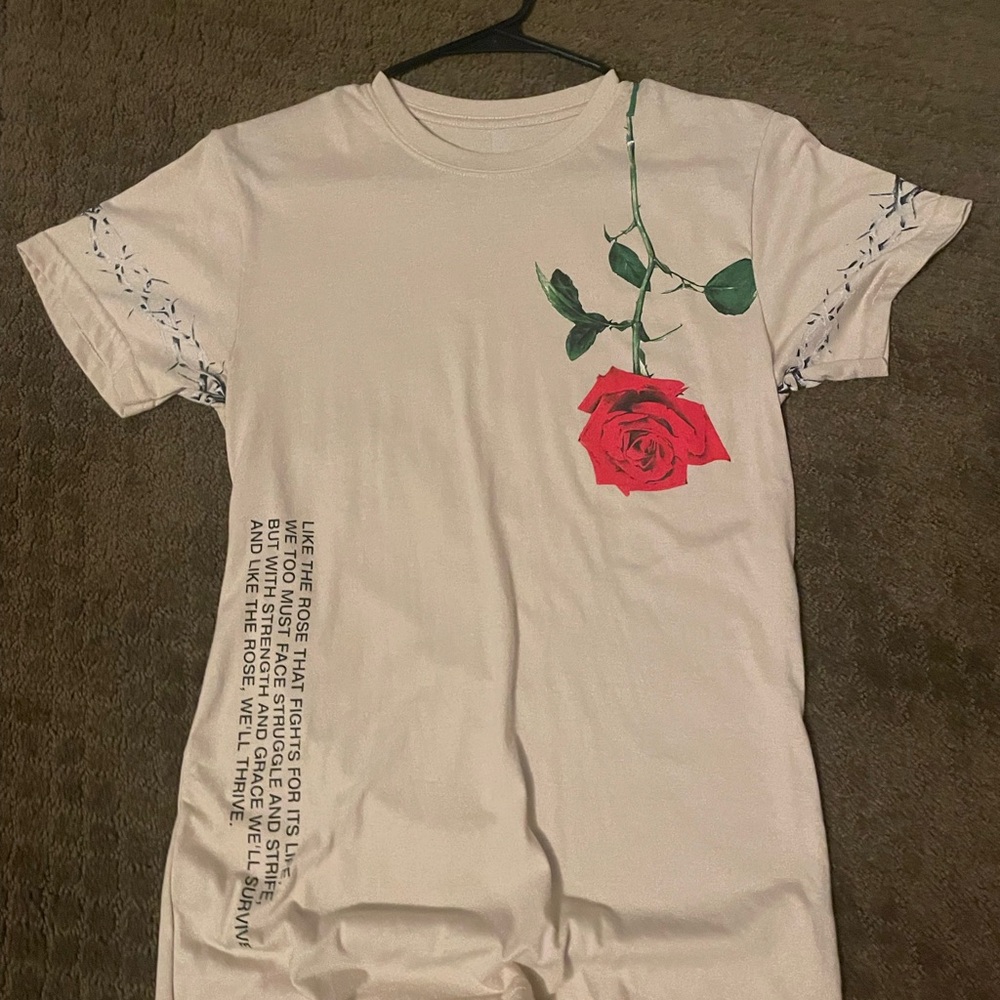 Cool designed cream shirt with rose